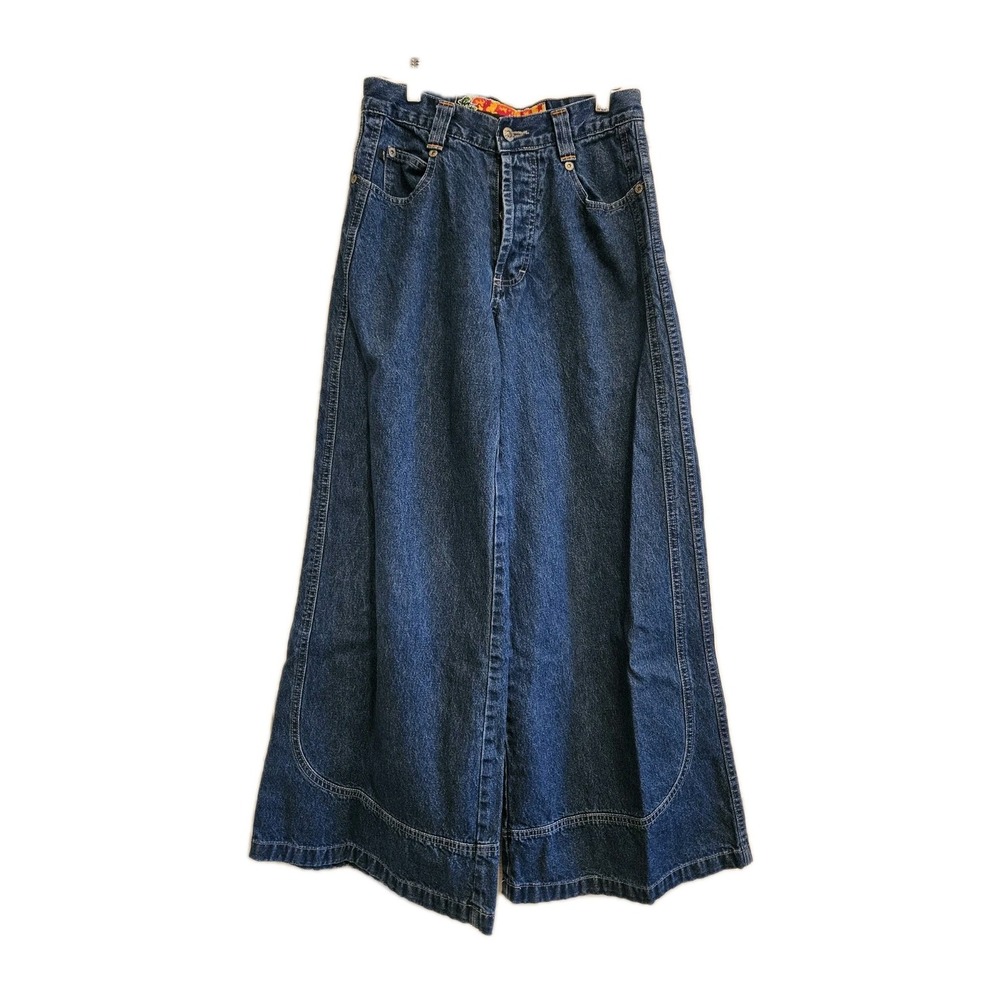 Vtg Junior's Kik Girl Skater Y2K Super Wide Leg Jeans Bonsai Mission (D3)
